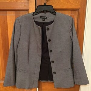 Ann Taylor Gray Collarless Textured Blazer Size: 2